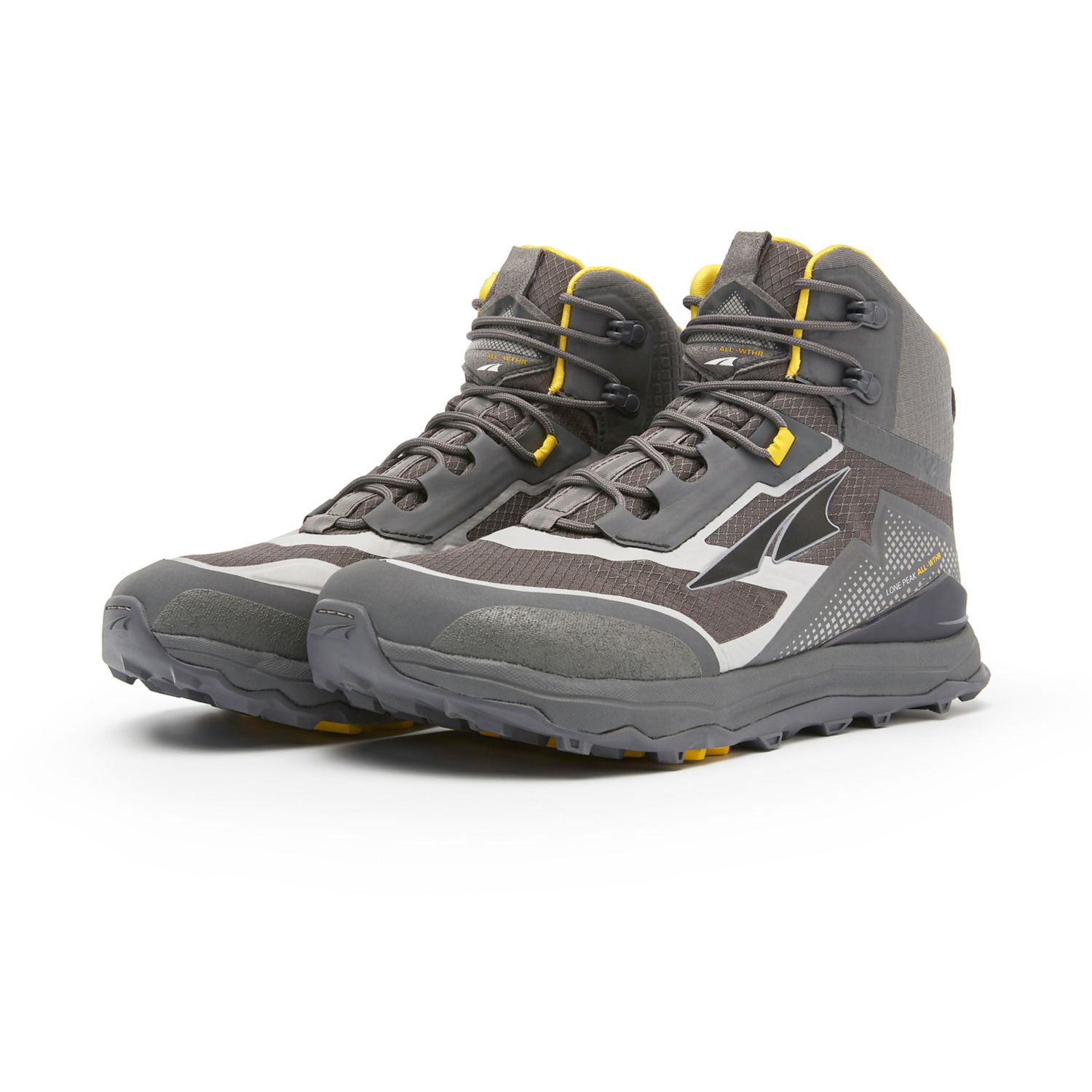 Grey / Yellow Altra Lone Peak All-wthr Mid Men's Hiking Boots | KSA-30265879